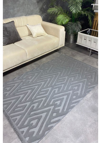 Luxess Mood 1118 Antrasit Hav Toz Vermez Salon Halısı Kesme Halı Yolluk Kaymaz Taban Halı