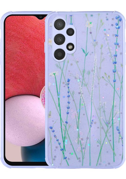 Galaxy A13 4g Kılıf Simli Desenli Kamera Korumalı Parlak Hgea Popy Kapak-Dallar