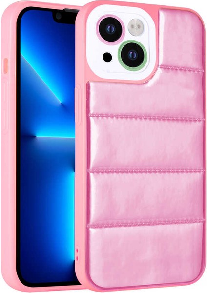iPhone 13 Uyumlu Kamera Korumalı Airbagli Renkli Hgea Seksek Kapak-Pembe