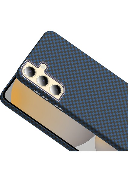 Galaxy S24 Plus Kılıf M-Safe Şarj Özellikli Karbon Fiber Görünümlü Hgea Gros Kapak - Gold-Siyah