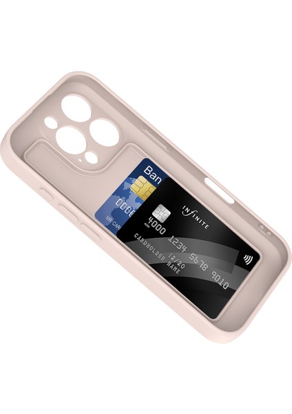 iPhone 16 Pro Kılıf Kamera Korumalı Kartlık Hazneli Hgea Vitra Kapak - Pembe