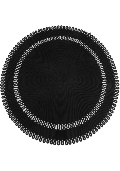 Reygon Ege 21 Siyah Daire Dekoratif El Örgüsü Kilim Yolluk Halı