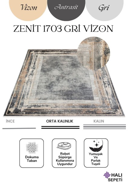 Enti Naturel 1703 Gri Vizon Yumuşak Dokulu Parlak Görünümlü Halı Kesme Yolluk modelleri