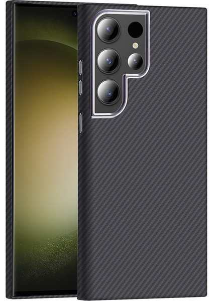 Galaxy S24 Ultra Kılıf M-Safe Şarj Özellikli Karbon Fiber Görünümlü Hgea Gros Kapak - Siyah