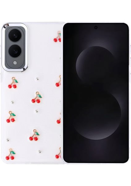 Galaxy S25 Edge Kılıf Airbag Tasarımlı Simli Şeffaf Hgea Kutup Kapak - Lale