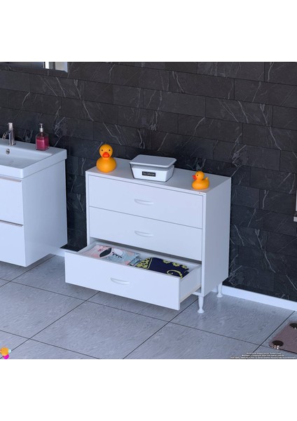3'lü Çekmece Mutfak Dolabı 75X75X32,5 Cm’ Lik Çok Yönlü Çekmeceli Çok Amaçlı Mutfak Dolabı