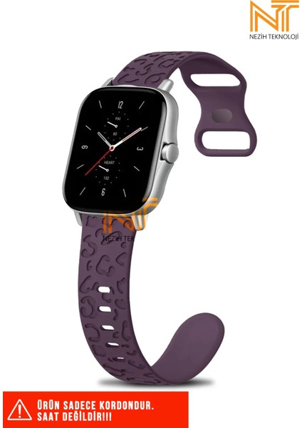 Xiaomi Amazfit Gts / Gts 2 / Gts 2e / Gt S3 / Gt S4 Mini Uyumlu Leopar Desenli Silikon Kordon 20MM