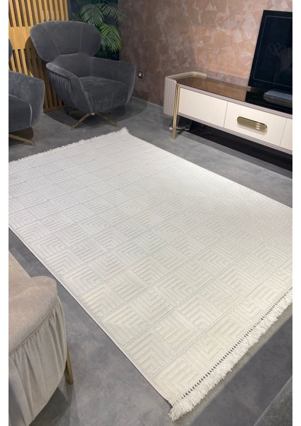 Luxess Dizayn 1062 Krem Kaymaz Taban Kesme Yolluk Mutfak Halısı Modern Salon Halısı