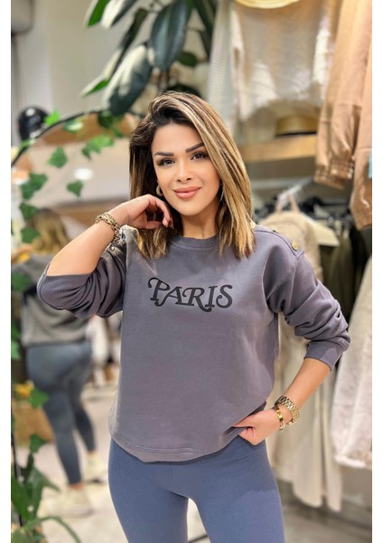 Omuz Düğmeli Sweet Füme