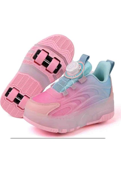 Pembe Mavı Tekerlekli Paten Ayakkabı
