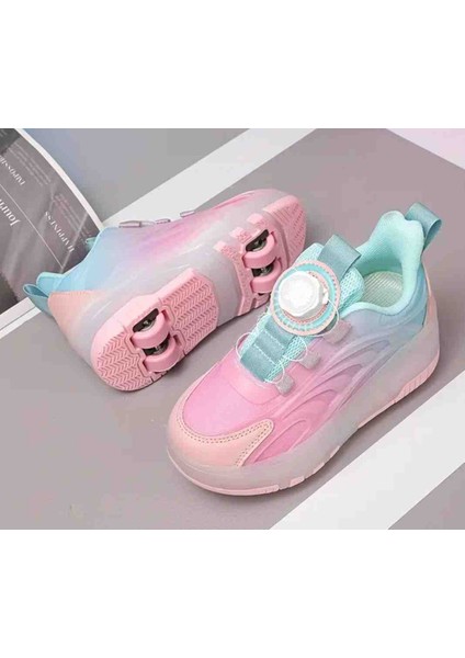 Pembe Mavı Tekerlekli Paten Ayakkabı