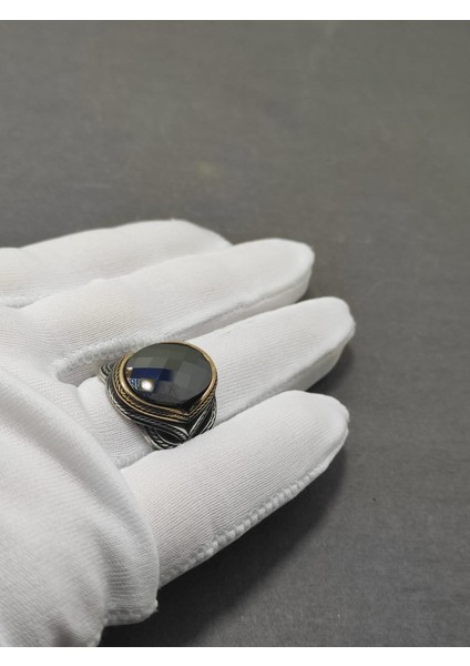 Onixs Taşlı Faset Kesim Erkek Yüzüğü 24 mm 925 Ayar Gümüş Yüzük