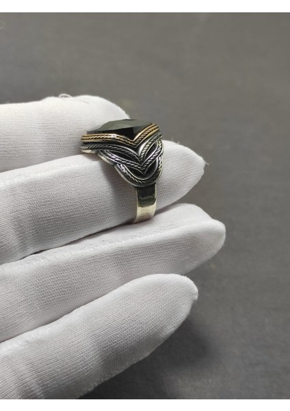 Onixs Taşlı Faset Kesim Erkek Yüzüğü 24 mm 925 Ayar Gümüş Yüzük fiyatları