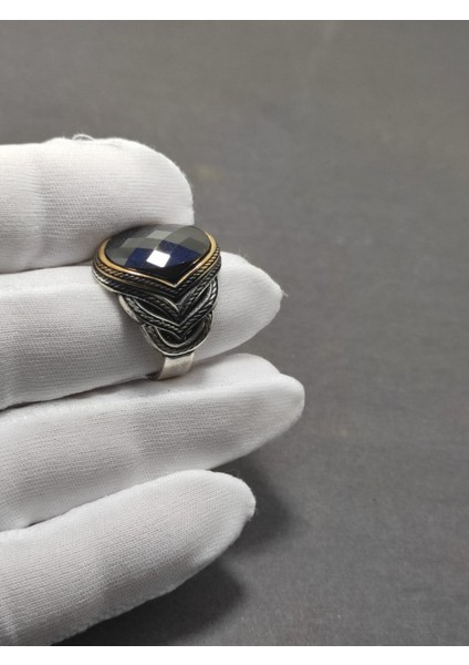 Onixs Taşlı Faset Kesim Erkek Yüzüğü 24 mm 925 Ayar Gümüş Yüzük modelleri