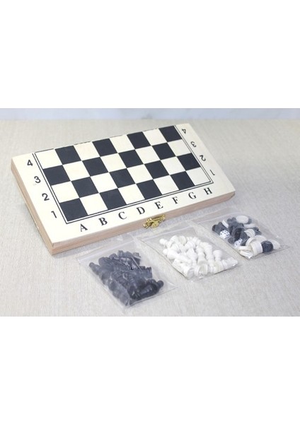 Büro Ev Ofis Yazlık Hediyesi Için Ahşap Yapım Kutulu Satranç Tavla Seti