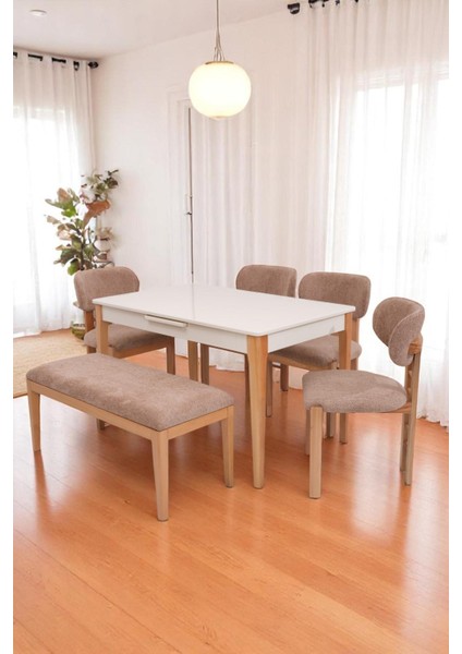 Paris Rodi Banklı Lak Panel Mutfak Masa Sandalye Takımı 80X130CM