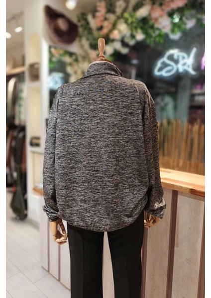 Yarım Boğaz Fermuarlı Sweat Gri