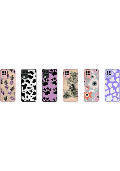 Galaxy M22 Kılıf Desenli Kamera Korumalı Parlak Hgea Nora Kapak-No5