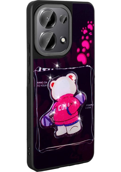 Xiaomi Poco M6 Pro 4g Kılıf Parlayan Kabartmalı Ikonik Figürlü Hgea Amas Silikon Kapak-Siyah