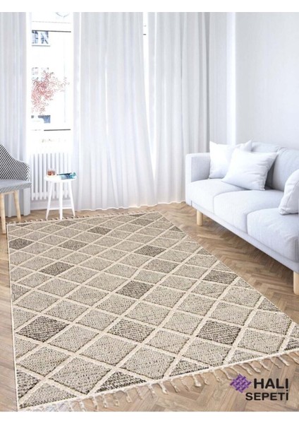 Enti Bukle 1411 Krem Iskandinav Halı Kesme Yolluk Salon Halı Koridor Oturma Odası Halısı fiyatları