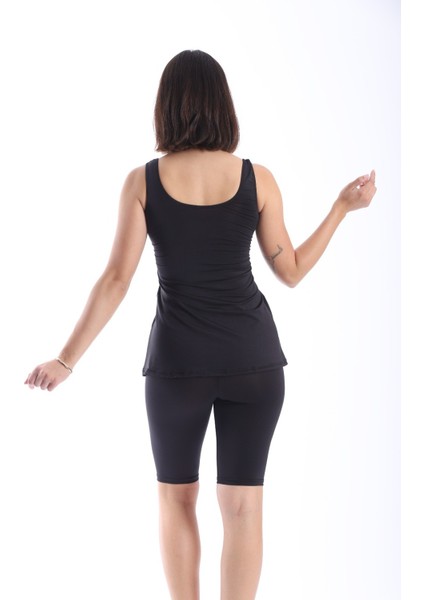 Kadın Dizüstü Taytlı Tankini Siyah Mayo Takımı 38-52