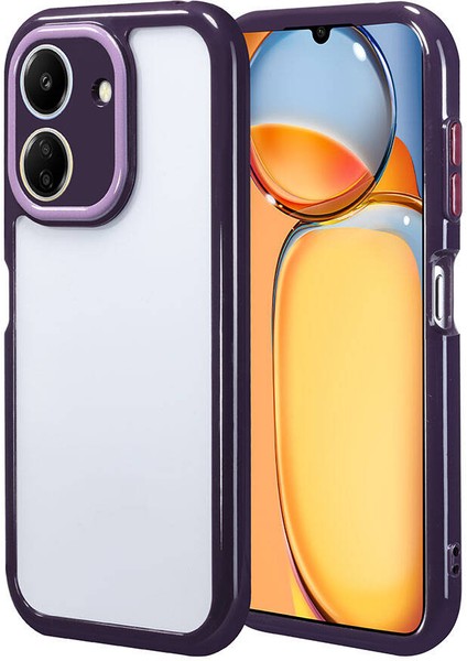 Xiaomi Poco C65 Kılıf Kamera Korumalı Renkli Kenar ve Çerçeve Tasarımlı Hgea Vitamin Kapak-Derin Mor