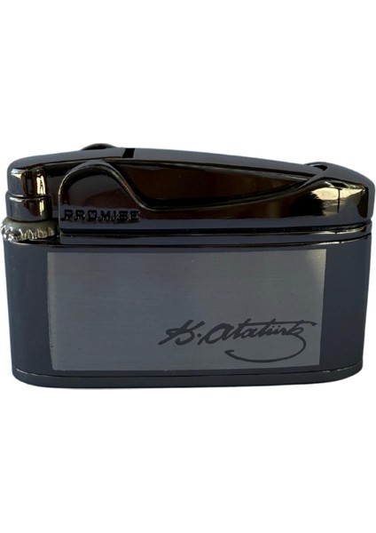 Promise Soft Flame Gunmetal Atatürk Imzalı Metal Çakmak