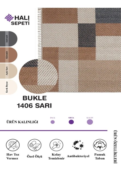Enti Bukle 1406 Sarı Iskandinav Halı Kesme Yolluk Salon Halı Koridor Oturma Odası Halısı modelleri