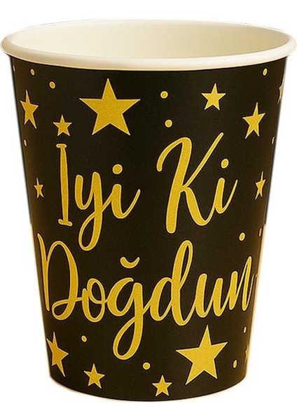 Karton Bardak Doğum Günü Parti Bardağı Gold İyi ki Doğdun Yazılı Siyah 6'li fiyatları
