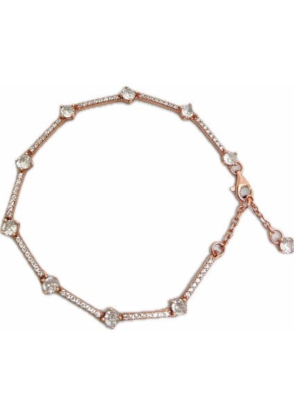 Gümüş Taşlı Pan Rose Bileklik IS12E661