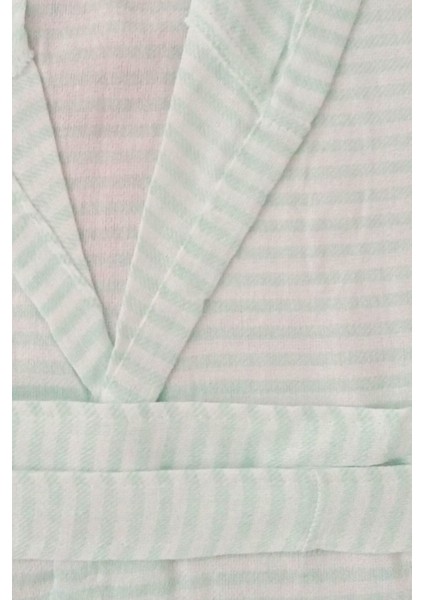 Kapşonlu Unisex Peştemal Plaj Bornozu %100 Pamuklu Seaside Stripe