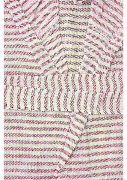 Kapşonlu Unisex Peştemal Plaj Bornozu %100 Pamuklu Seaside Stripe