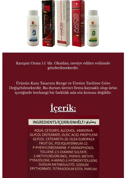 2'li Oksidan Hediyeli Tüp Boya Seti 6.60 Yoğun Kızıl Kumral fiyatları