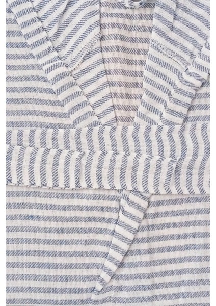 Kapşonlu Unisex Peştemal Plaj Bornozu %100 Pamuklu Seaside Stripe fırsatları