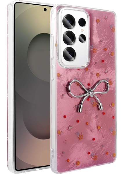 Galaxy S24 Ultra Kılıf Kamera Korumalı Figürlü Hgea Ponti Silikon Kapak - Açık Pembe
