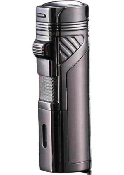 4 Torch Pürmüz Gunmetal Dahili Delicili Metal Puro Çakmağı