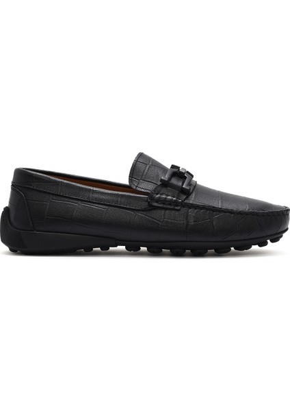 Erkek Siyah Tokalı Deri Loafer 25SFD7553E3