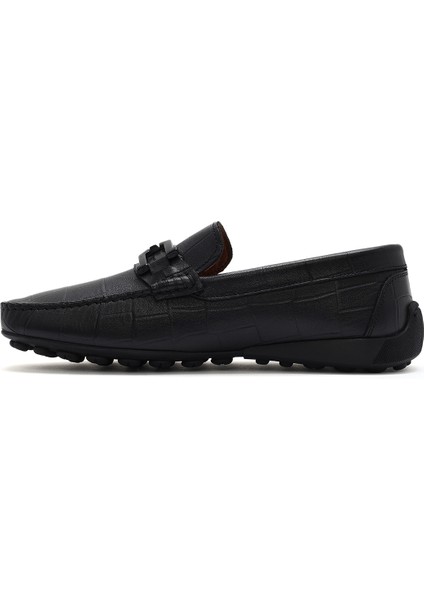 Erkek Siyah Tokalı Deri Loafer 25SFD7553E3
