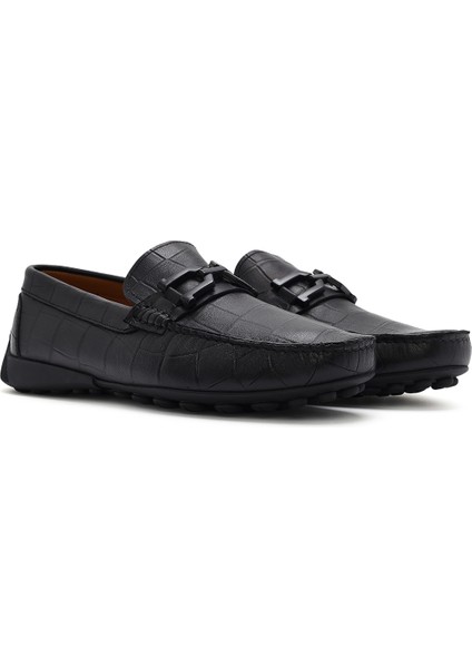 Erkek Siyah Tokalı Deri Loafer 25SFD7553E3