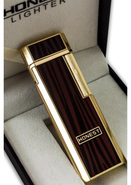 Twiggy Siyah Gold Çizgili Metal Soft Flame Çakmak