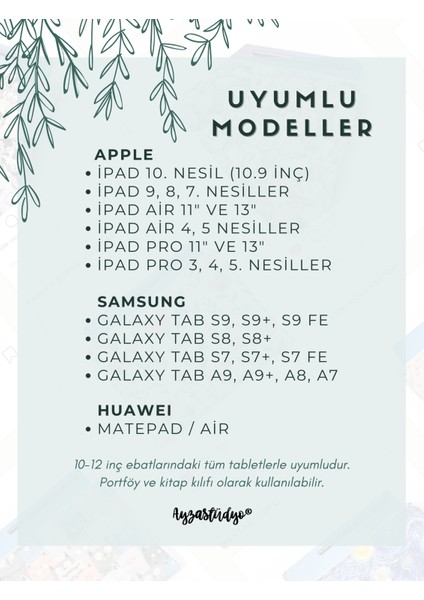 Şirin Pembe Çiçekler Desenli Tablet Çantası, 10-12 Inç Uyumlu Pofuduk iPad Çantası