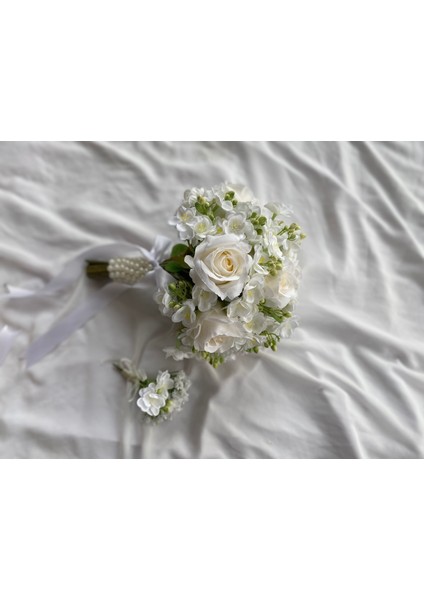 Gelin Buketi Gelin Çiçeği Krem Gül Nikah Çiçeği