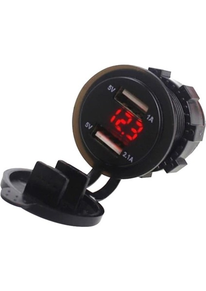 Powermaster Pano Tipi Voltmetreli 2'li USB Giriş 5V 1A Çıkış 5V 2.1A Kulaksız 49.3X30.7 mm IC-266D