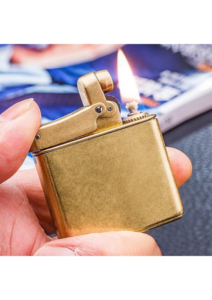 Tek Alevli Fırçalı Gold Metal Benzinli Çakmak