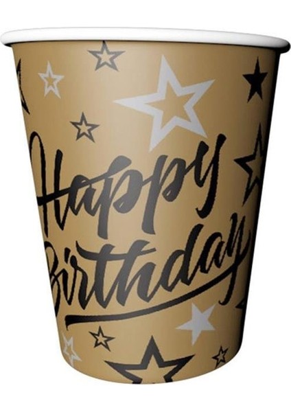 Golden Stras Happy Birthday Baskılı Altın Bardak