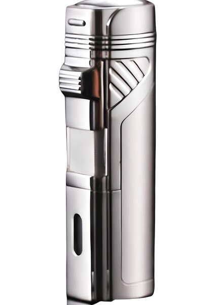 4 Torch Pürmüz Gümüş Dahili Delicili Metal Puro Çakmağı