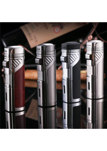 4 Torch Pürmüz Gümüş Dahili Delicili Metal Puro Çakmağı