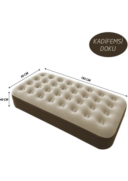 Campout Tek Kişilik Yüksek Şişme Yatak Krem