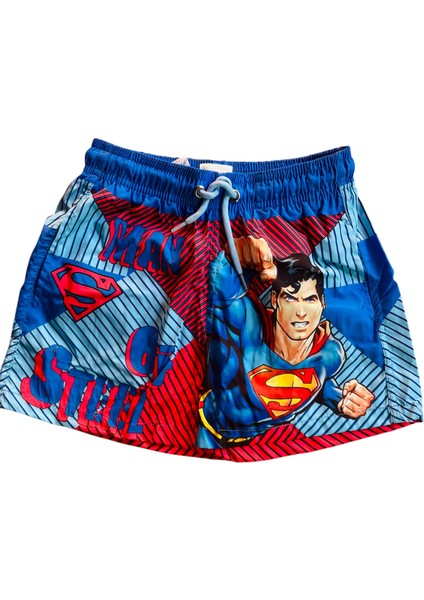 Erkek Çocuk Superman Baskılı Deniz Şortu