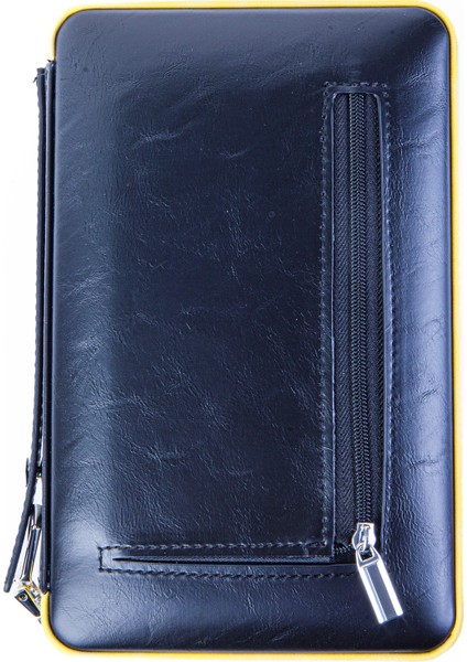 Sarı-Siyah Çakmak Kesicili Deri Puro Taşıma Çantası & Seyahat Humidoru